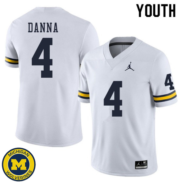 Youth Michigan Wolverines #4 Michael Danna White Alumni Football Jersey